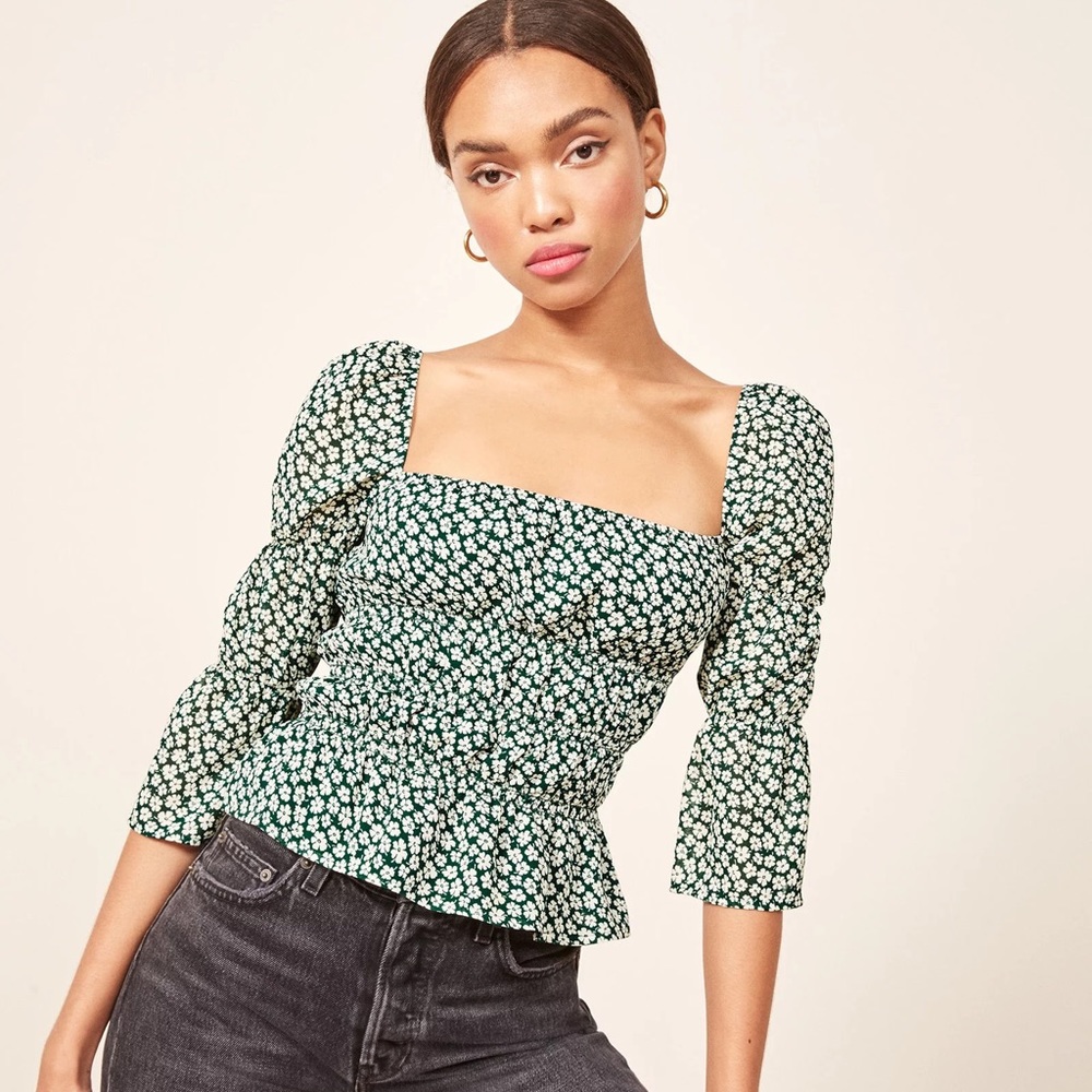 Reformation Ayla Floral cropped blouse